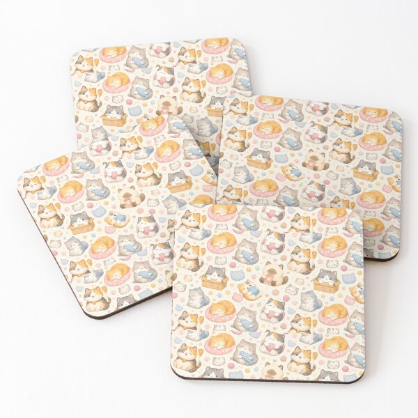 Item preview, Chubby Kawaii Cats • Cute Seamless Pattern designed and sold by The Digital Compass.