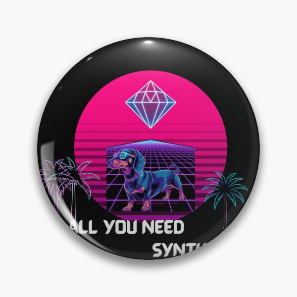 Item preview, 80s Synthwave Dachshund Neon Cyberpunk Vaporwave Grid designed and sold by Gameshalah's Designs Hub.