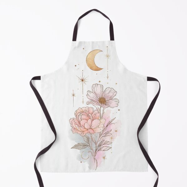 Item preview, Golden Crescent Moon & Peony Flowers Watercolor | Celestial Floral Aesthetic Design designed and sold by MysticForge Studio.