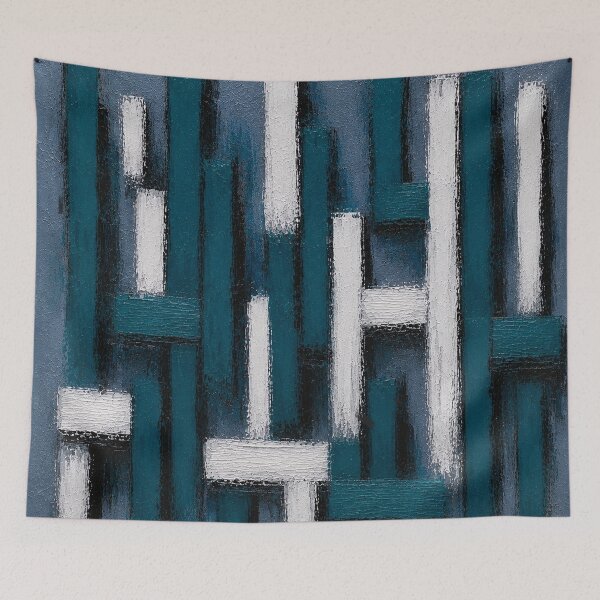 Item preview, Abstract Geometric Grid – Deep Navy Blue & White Wall Art designed and sold by Ingorgia Studio.