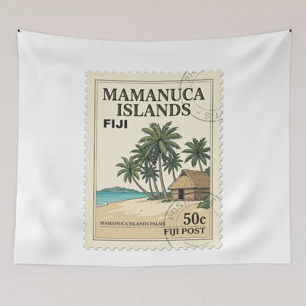 Item preview, Vintage Mamanuca Islands Fiji Beach Travel Stamp designed and sold by k3rstman1.