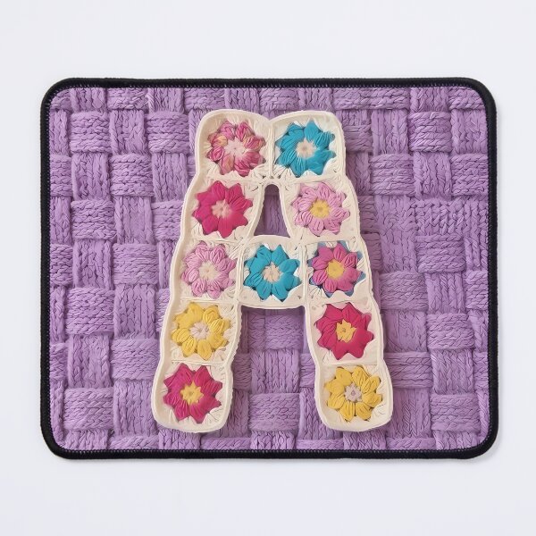 Item preview, Granny Square Letter A Floral Crochet Lavender designed and sold by LuisWorks.
