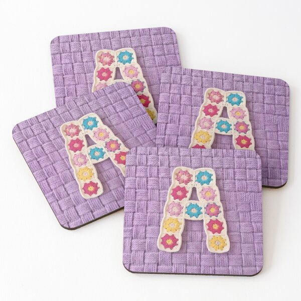 Item preview, Granny Square Letter A Floral Crochet Lavender designed and sold by LuisWorks.