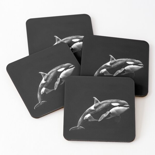 Item preview, Orca in Dark Water Monochrome Marine Wildlife Art designed and sold by inkoutninja.
