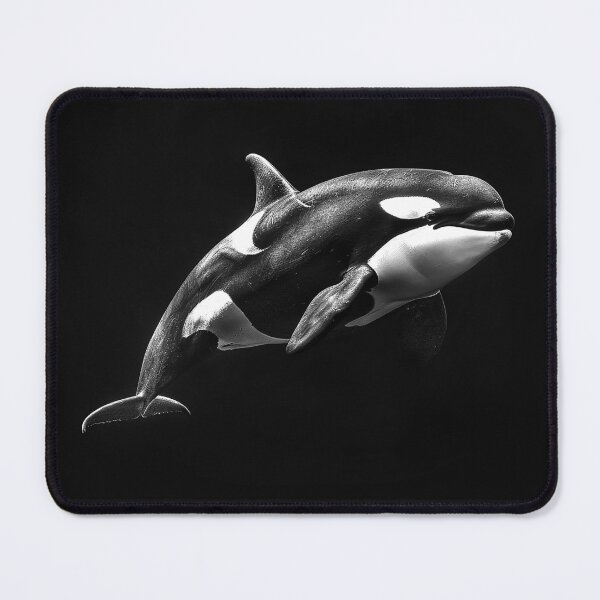 Item preview, Orca in Dark Water Monochrome Marine Wildlife Art designed and sold by inkoutninja.