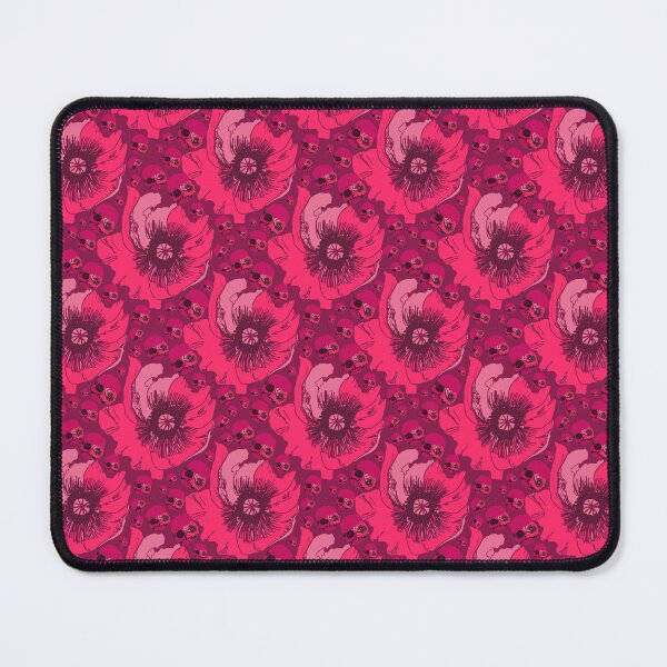 Item preview, Glamorously Gothic Poppy Flowers and Skulls in red and pink berry shades designed and sold by LisaLeQuelenec.