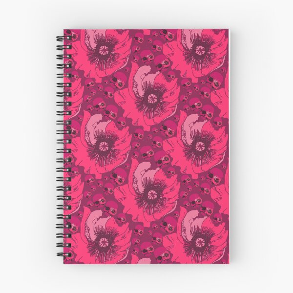 Item preview, Glamorously Gothic Poppy Flowers and Skulls in red and pink berry shades designed and sold by LisaLeQuelenec.