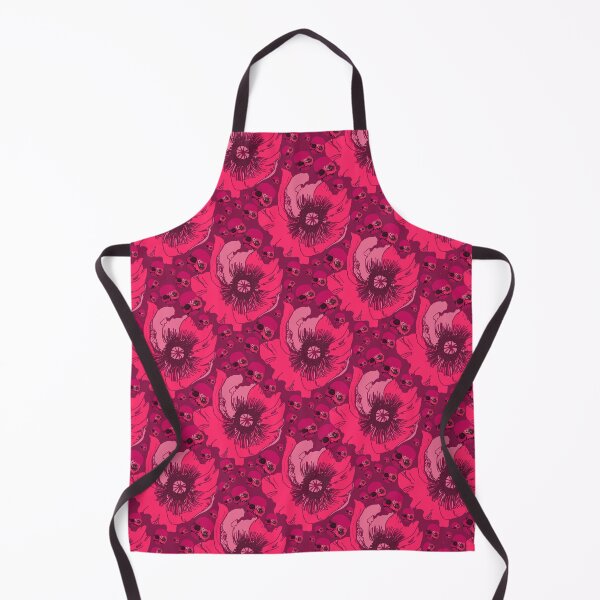 Item preview, Glamorously Gothic Poppy Flowers and Skulls in red and pink berry shades designed and sold by LisaLeQuelenec.