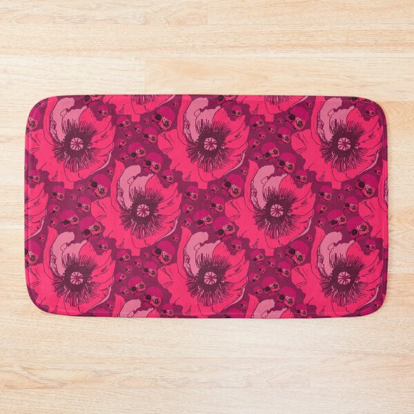 Item preview, Glamorously Gothic Poppy Flowers and Skulls in red and pink berry shades designed and sold by LisaLeQuelenec.
