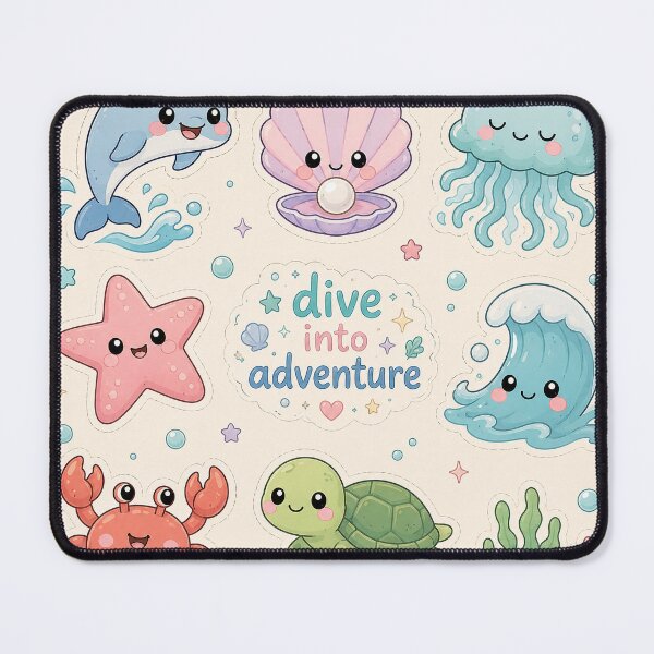 Item preview, Kawaii Ocean Animals Sticker Sheet - Dive Into Adventure designed and sold by ASTROVIA .