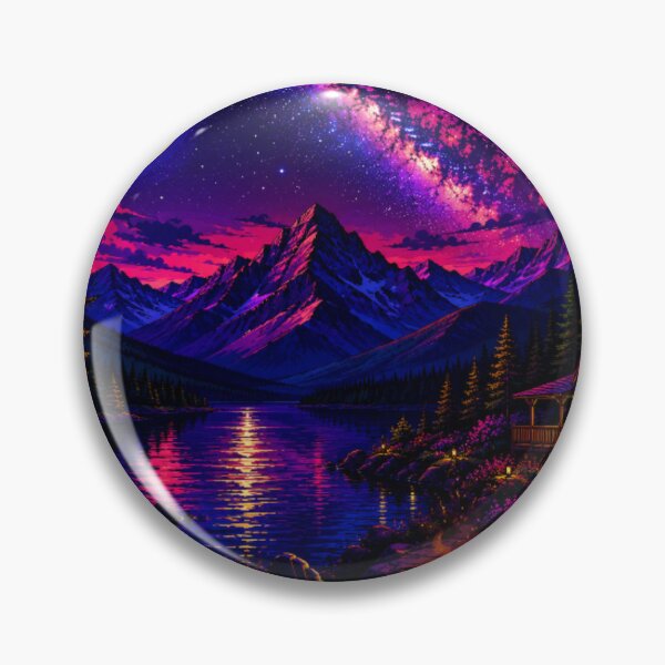 Item preview, Cosmic Full Moon Campfire Mountain Lake Cabin Art designed and sold by Nexus Space.