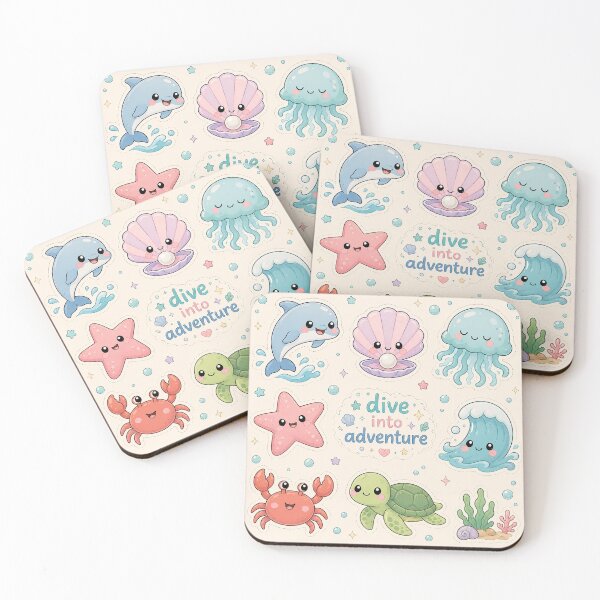 Item preview, Kawaii Ocean Animals Sticker Sheet - Dive Into Adventure designed and sold by ASTROVIA .