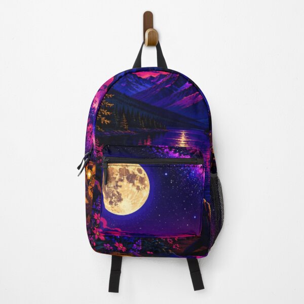 Item preview, Cosmic Full Moon Campfire Mountain Lake Cabin Art designed and sold by Nexus Space.