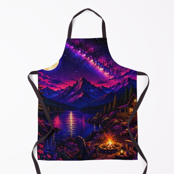 Item preview, Cosmic Full Moon Campfire Mountain Lake Cabin Art designed and sold by Nexus Space.