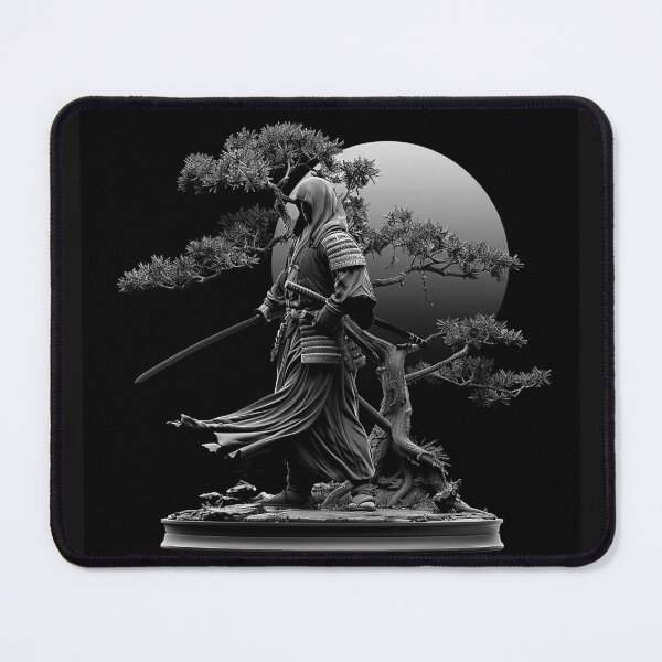 Item preview, Hooded Samurai Moonlit Pine Dark Japanese Fantasy Art designed and sold by inkoutninja.