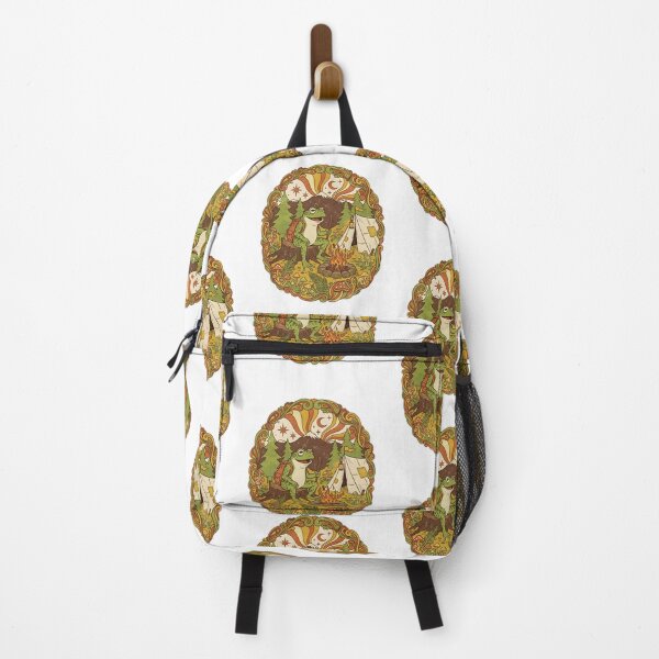 Item preview, Retro Happy Camper Frog Roasting Marshmallows Outdoor Camping Woodland Fun designed and sold by pawsome purrfect.