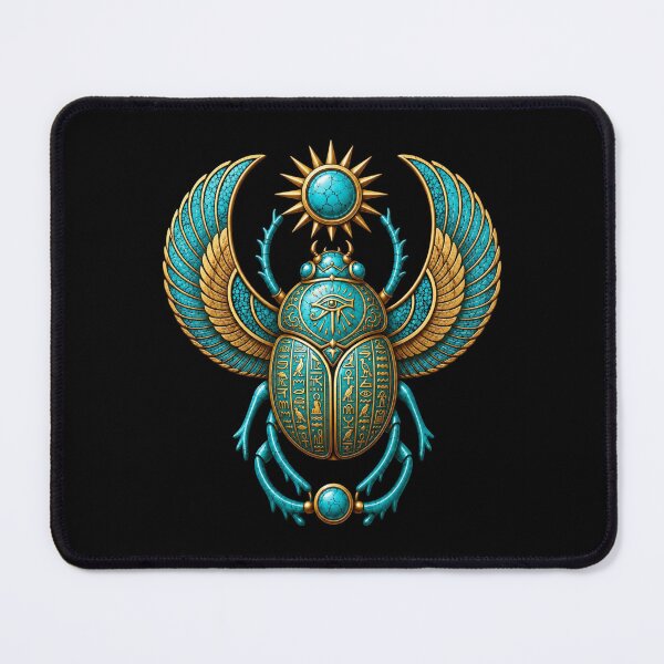 Item preview, Turquoise Scarab | Ancient Egyptian Hieroglyphics Art designed and sold by Zaru Art Studio.