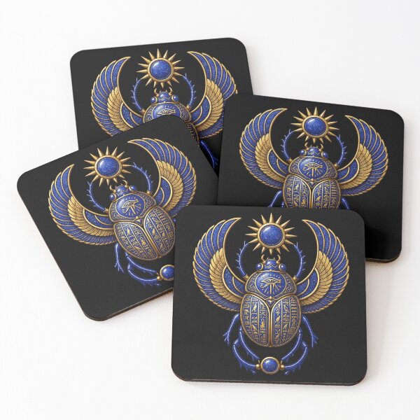 Item preview, Lapis Lazuli Scarab | Ancient Egyptian Hieroglyphics Art  designed and sold by Zaru Art Studio.