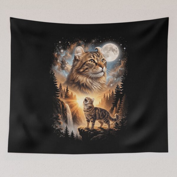 Item preview, American Curl Howling Moon Art Cat Mom Dad Lover designed and sold by dian-rody-crest.