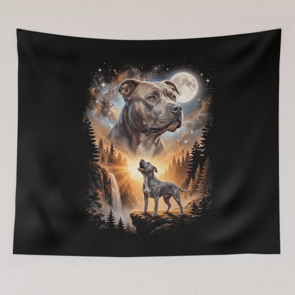 Item preview, American Pit Bull Terrier Howling Moon Art Dog Mom Dad Lover designed and sold by dian-rody-crest.