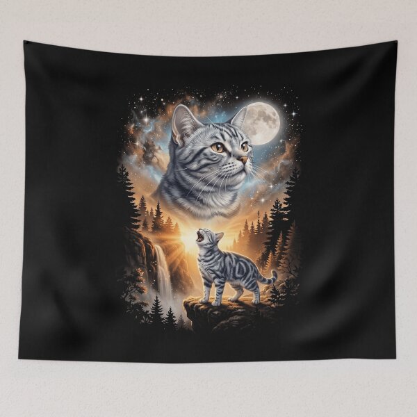 Item preview, American Shorthair Howling Moon Art Cat Mom Dad Lover designed and sold by dian-rody-crest.
