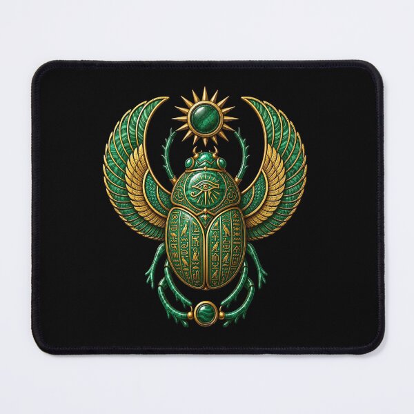 Item preview, Malachite Scarab | Ancient Egyptian Hieroglyphics Art designed and sold by Zaru Art Studio.