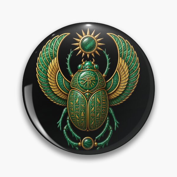 Item preview, Malachite Scarab | Ancient Egyptian Hieroglyphics Art designed and sold by Zaru Art Studio.