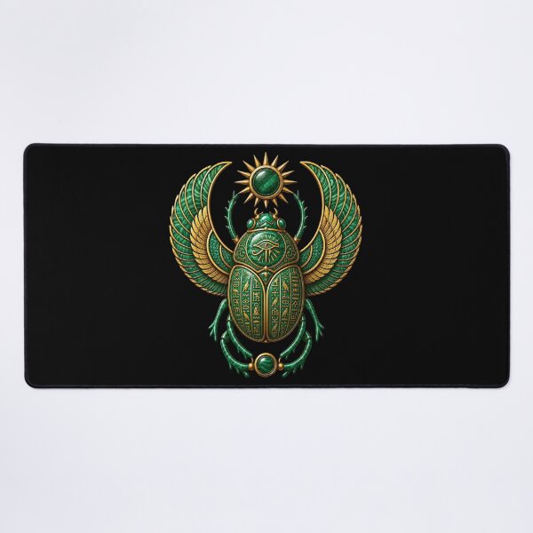 Item preview, Malachite Scarab | Ancient Egyptian Hieroglyphics Art designed and sold by Zaru Art Studio.