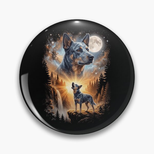 Item preview, Australian Cattle Dog Howling Moon Art Dog Mom Dad Lover designed and sold by dian-rody-crest.