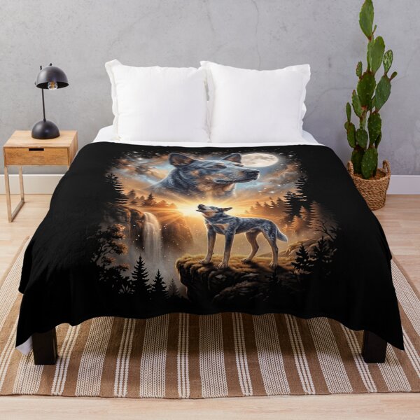 Item preview, Australian Cattle Dog Howling Moon Art Dog Mom Dad Lover designed and sold by dian-rody-crest.