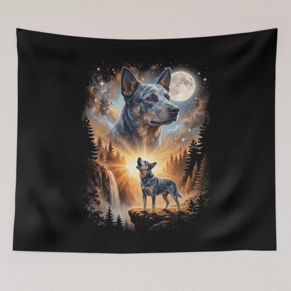 Item preview, Australian Cattle Dog Howling Moon Art Dog Mom Dad Lover designed and sold by dian-rody-crest.