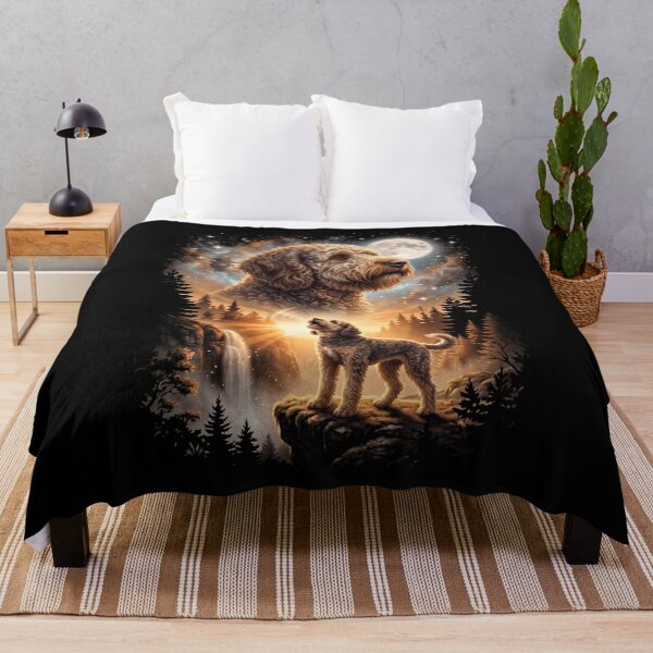 Artikelvorschau, Barbet Howling Moon Art Dog Mom Dad Lover entworfen und verkauft von dian-rody-crest.