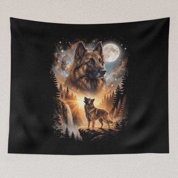 Item preview, Belgian Shepherd Howling Moon Art Dog Mom Dad Lover designed and sold by dian-rody-crest.