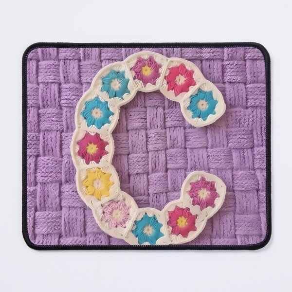 Item preview, Granny Square Letter C Floral Crochet Lavender designed and sold by LuisWorks.