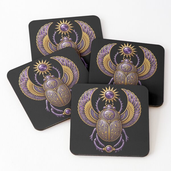 Item preview, Amethyst Scarab | Ancient Egyptian Hieroglyphics Art designed and sold by Zaru Art Studio.