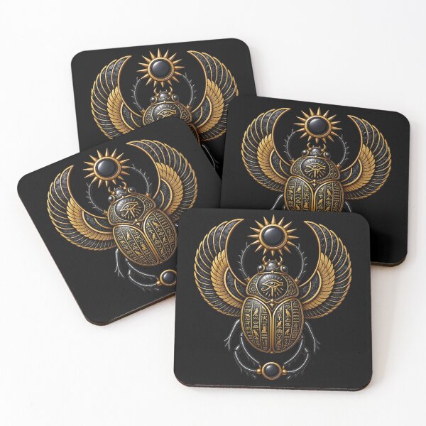 Item preview, Black Onyxt Scarab | Ancient Egyptian Hieroglyphics Art designed and sold by Zaru Art Studio.
