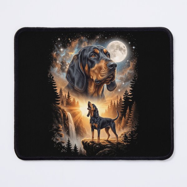 Item preview, Black and Tan Coonhound Howling Moon Art Dog Mom Dad Lover designed and sold by dian-rody-crest.