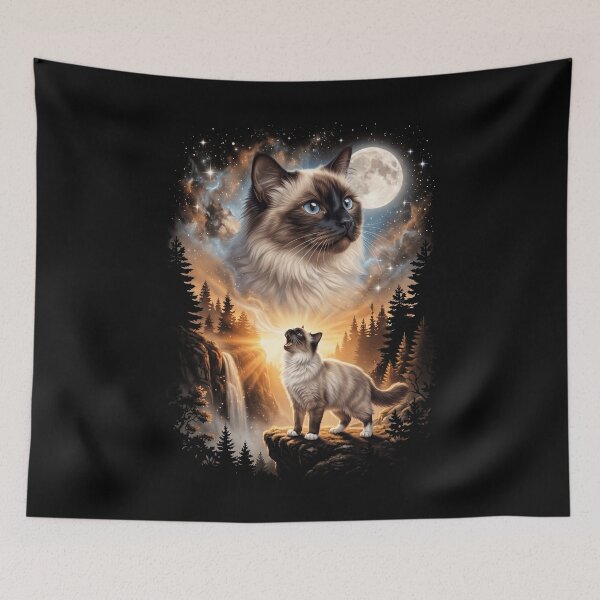Item preview, Birman Howling Moon Art Cat Mom Dad Lover designed and sold by dian-rody-crest.