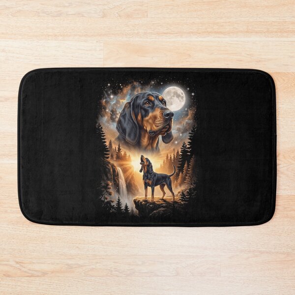 Item preview, Black and Tan Coonhound Howling Moon Art Dog Mom Dad Lover designed and sold by dian-rody-crest.