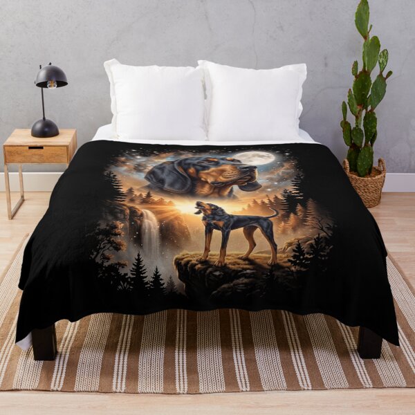 Item preview, Black and Tan Coonhound Howling Moon Art Dog Mom Dad Lover designed and sold by dian-rody-crest.