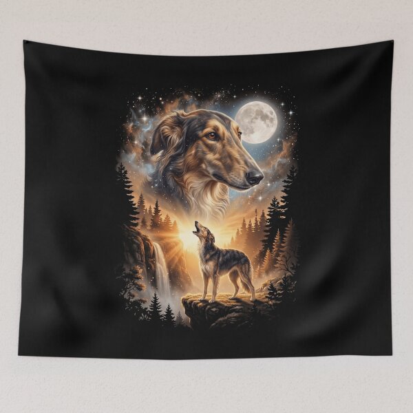 Item preview, Borzoi Howling Moon Art Dog Mom Dad Lover designed and sold by dian-rody-crest.