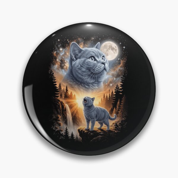 Item preview, British Shorthair Howling Moon Art Cat Mom Dad Lover designed and sold by dian-rody-crest.