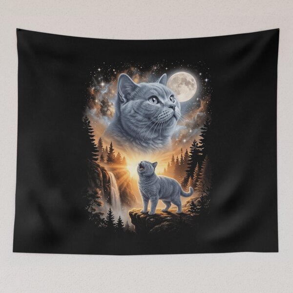 Item preview, British Shorthair Howling Moon Art Cat Mom Dad Lover designed and sold by dian-rody-crest.