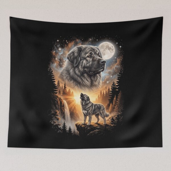 Item preview, Caucasian Shepherd Dog Howling Moon Art Dog Mom Dad Lover designed and sold by dian-rody-crest.