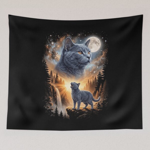 Item preview, Chartreux Howling Moon Art Cat Mom Dad Lover designed and sold by dian-rody-crest.