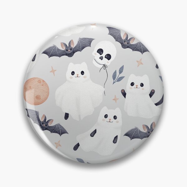 Item preview, Cute Ghost Cat Halloween Seamless Pattern Watercolor Gothic Nursery Light Grey Background designed and sold by tetiartlineshop.
