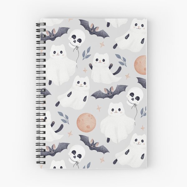 Item preview, Cute Ghost Cat Halloween Seamless Pattern Watercolor Gothic Nursery Light Grey Background designed and sold by tetiartlineshop.