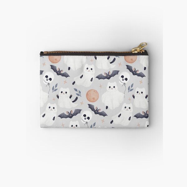 Item preview, Cute Ghost Cat Halloween Seamless Pattern Watercolor Gothic Nursery Light Grey Background designed and sold by tetiartlineshop.