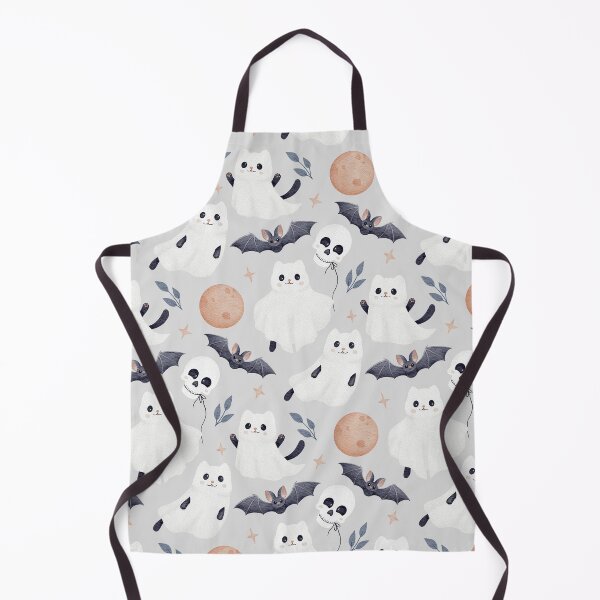 Item preview, Cute Ghost Cat Halloween Seamless Pattern Watercolor Gothic Nursery Light Grey Background designed and sold by tetiartlineshop.