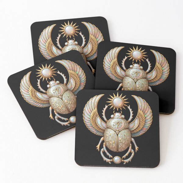 Item preview, Opal Scarab | Ancient Egyptian Hieroglyphics Art designed and sold by Zaru Art Studio.